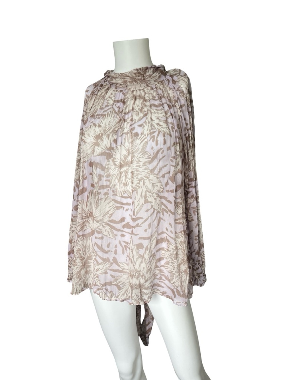 Christy Lynn Silk Blouse Purple Floral Sheer Textured Womens Size XL